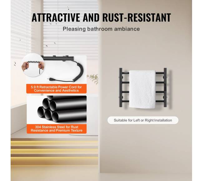 Sieninis juodas rankšluosčių džiovintuvas 4 strypų4