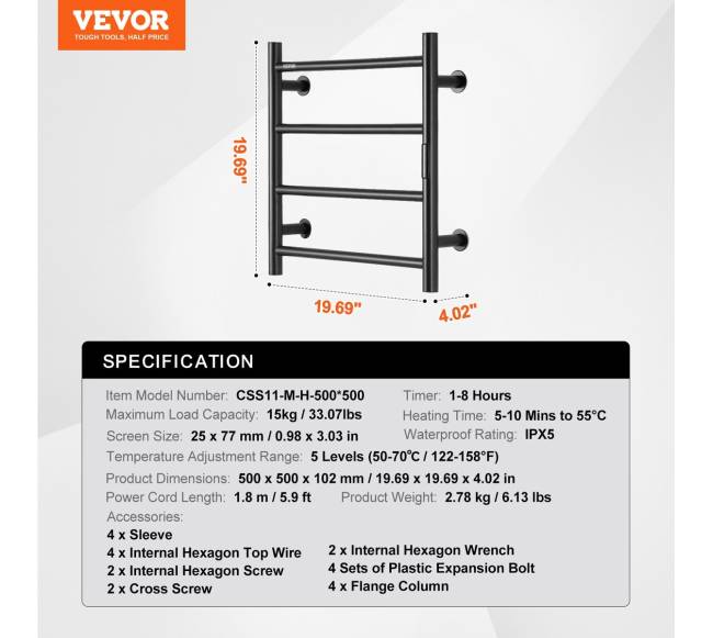 Sieninis juodas rankšluosčių džiovintuvas 4 strypų6