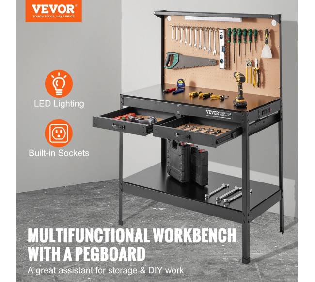 Daugiafunkcinis darbastalis su lentyna ir elektros lizdais1