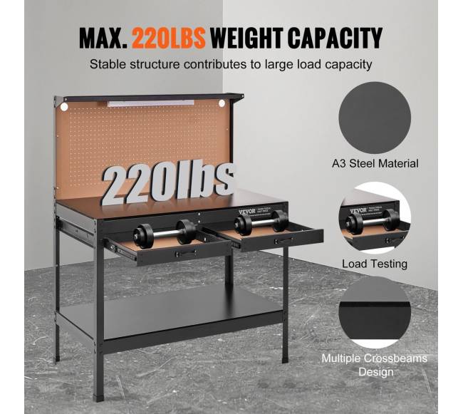 Daugiafunkcinis darbastalis su lentyna ir elektros lizdais2