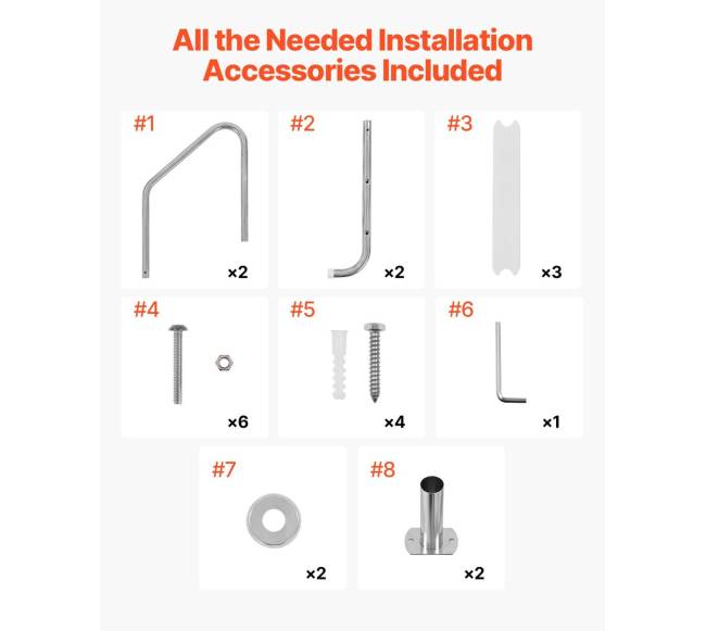 Nerūdijančio plieno baseino kopėčios 3 žingsniai5