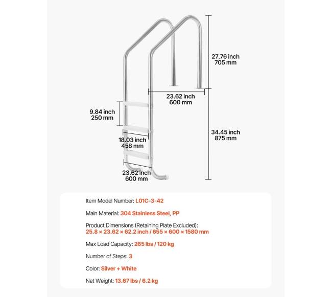 Nerūdijančio plieno baseino kopėčios 3 žingsniai6