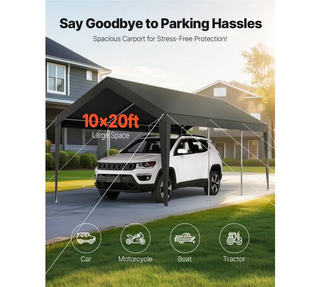 Automobilio pastogė 3 x 6 m pilka1