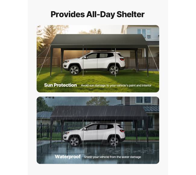 Automobilio pastogė 3 x 6 m pilka2