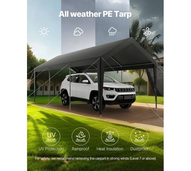 Automobilio pastogė 3 x 6 m pilka5