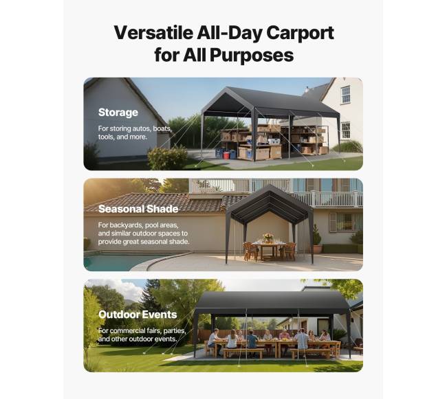 Automobilio pastogė 3 x 6 m pilka6