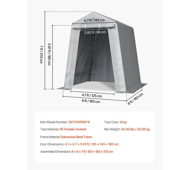 Lauko daiktų saugojimo palapinė 6x6 ft6