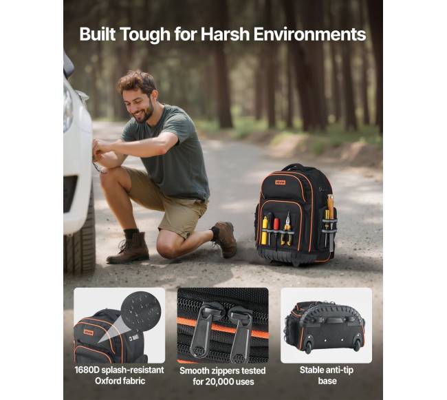 Ratelinis įrankių kuprinis krepšys su 45 kišenėmis2