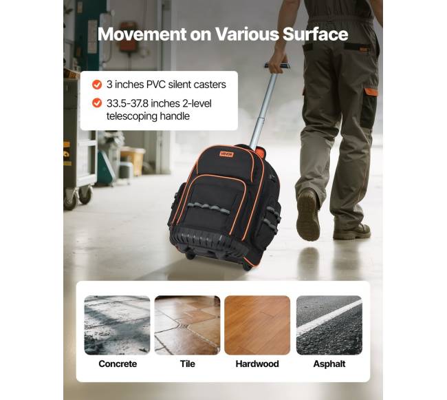 Ratelinis įrankių kuprinis krepšys su 45 kišenėmis3