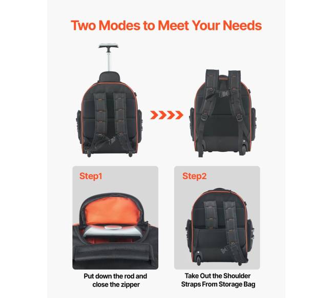 Ratelinis įrankių kuprinis krepšys su 45 kišenėmis4