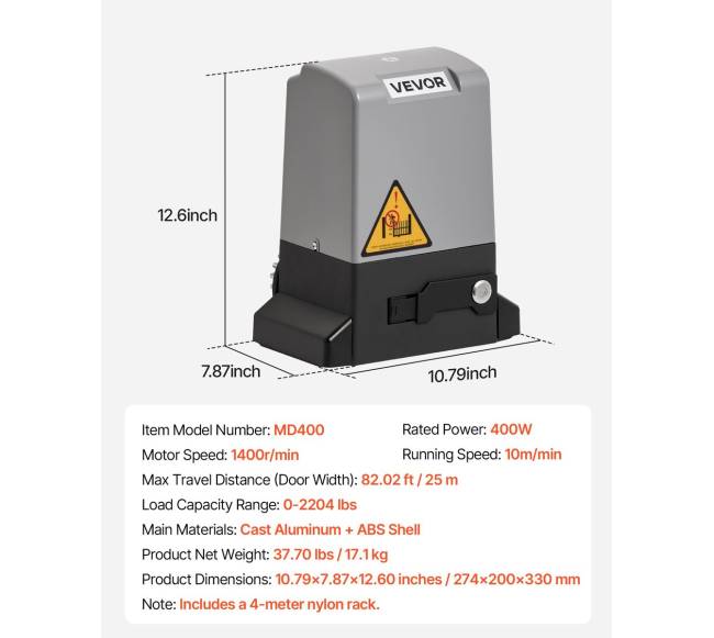 400 W elektrinis stumdomų vartų atidarytuvas su bėgeliu ir jutikliu6