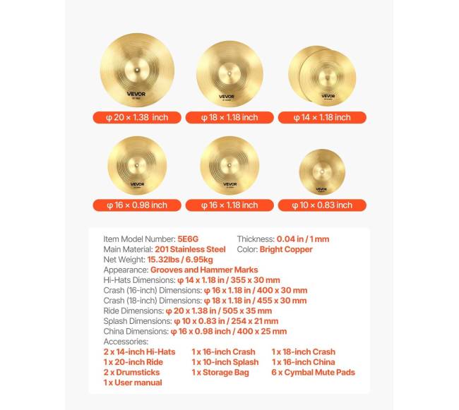 6 dalių lėkštės rinkinys būgnui6