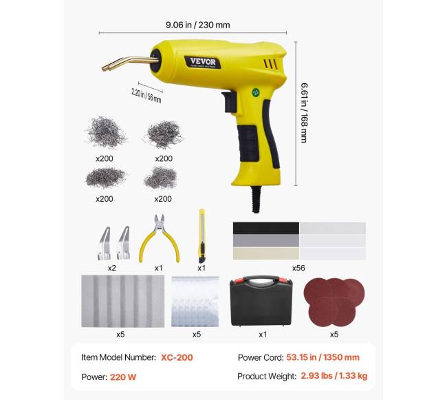 Plastiko suvirinimo įrenginys 220W su 800 sąsagų ir 56 strypais6