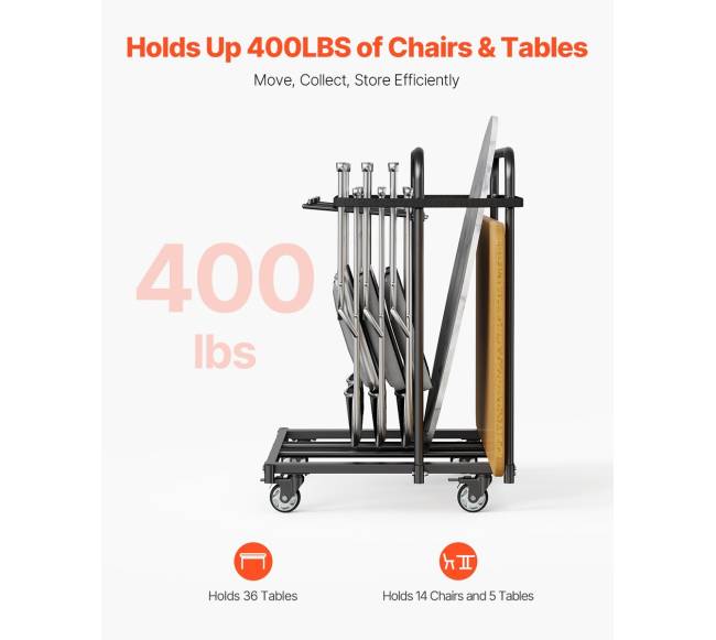 Sudedamos kėdžių vežimėlis 5 stalams ir 14 kėdžių1