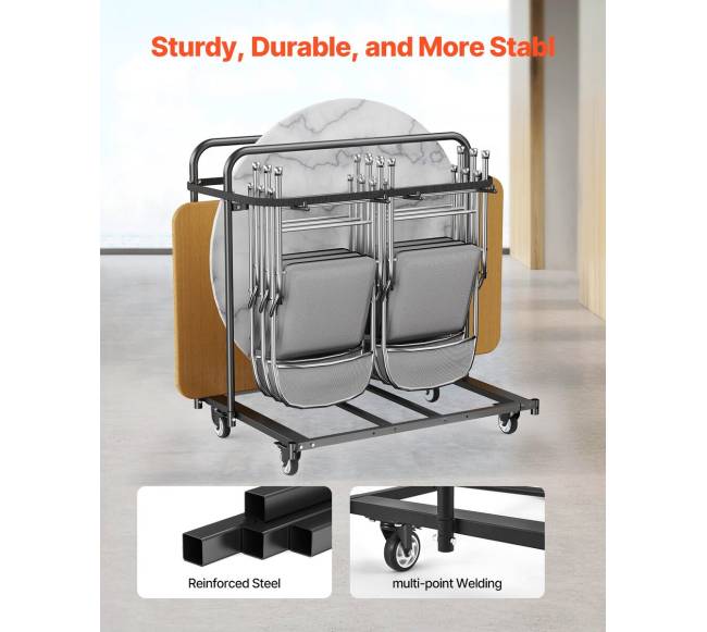 Sudedamos kėdžių vežimėlis 5 stalams ir 14 kėdžių3