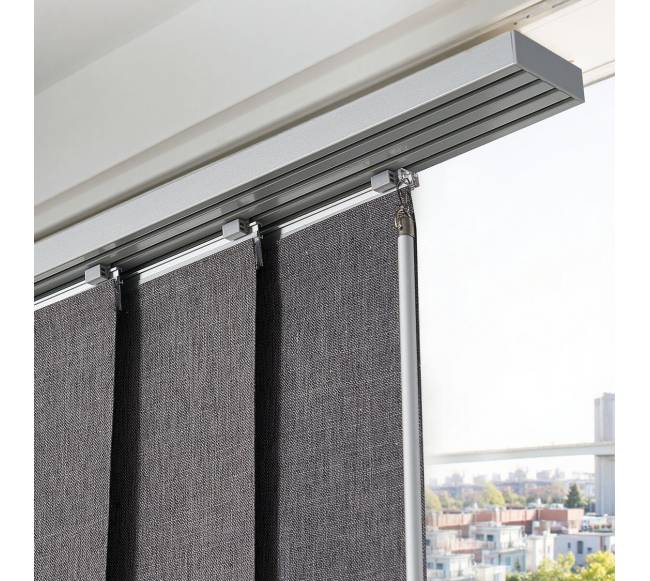 Ištempiamos tamsiai pilkos panelinės žaliuzės7