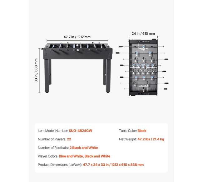 121 cm stalo futbolo žaidimo stalas namams6