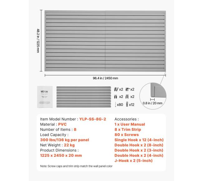 Pilka PVC garažinė sienelė su priedais6