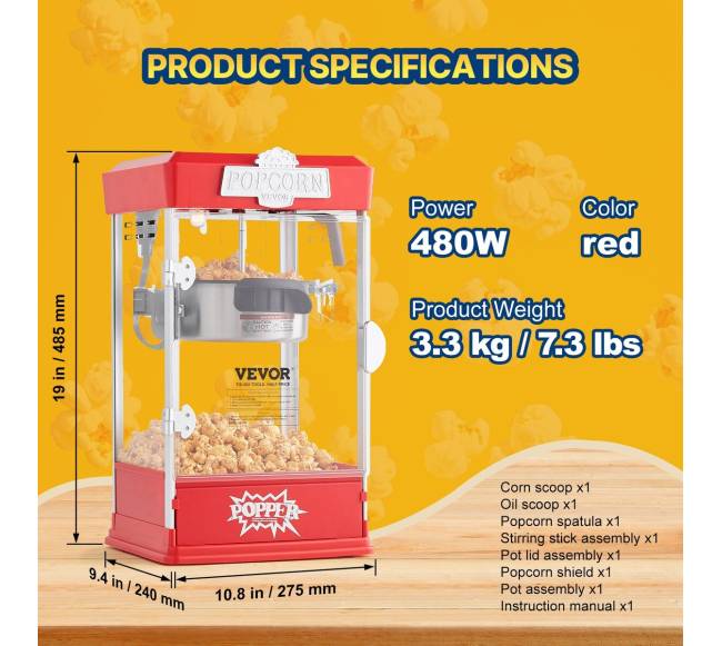 Stalinis spragėsių gaminimo aparatas 480W 113 g raudonas6