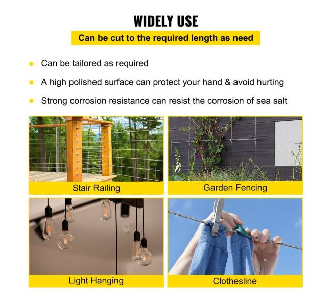 6.4 mm nerūdijančiojo plieno trosas 61 m 7x195