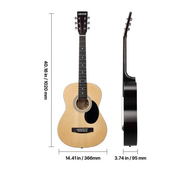 Dreadnought akustinė gitara 99 cm pradedančiųjų rinkinys8