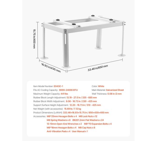 Reguliuojamas mini split stovas 200 kg apkrovai6