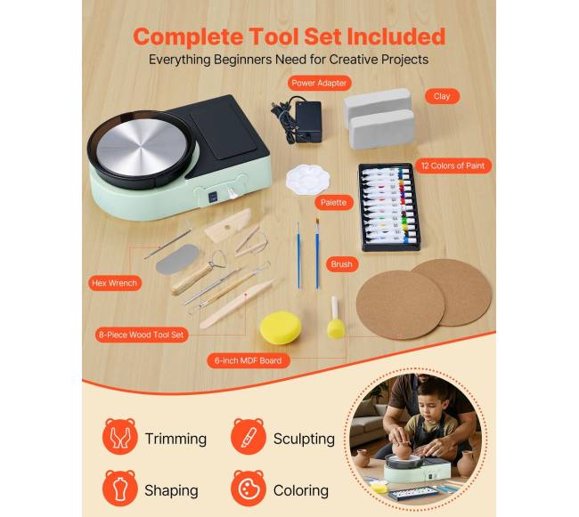 Elektrinis mini keramikos ratas vaikams ir suaugusiems3