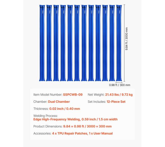26 gabarito dviejų kamerų vandens maišai baseino dangai6