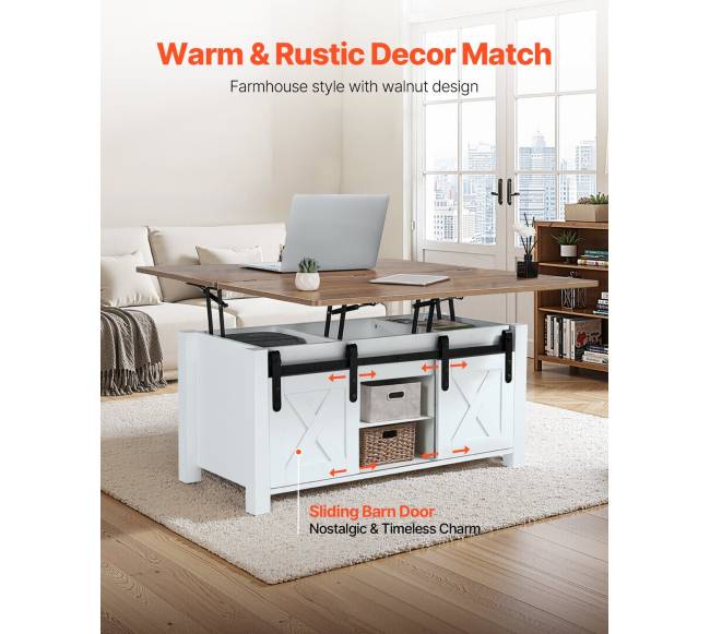 Kaimiško stiliaus kavos staliukas su pakeliamu stalviršiu1