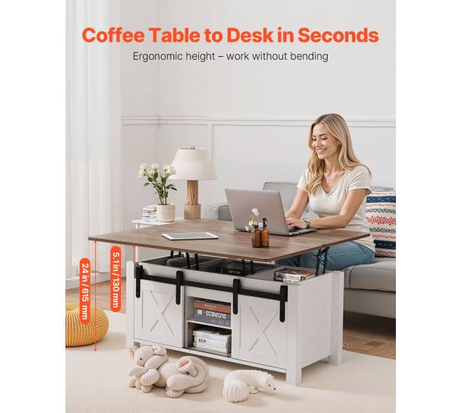 Kaimiško stiliaus kavos staliukas su pakeliamu stalviršiu2