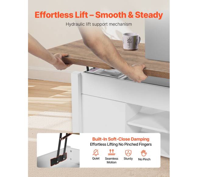 Kaimiško stiliaus kavos staliukas su pakeliamu stalviršiu3