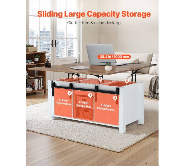 Kaimiško stiliaus kavos staliukas su pakeliamu stalviršiu4