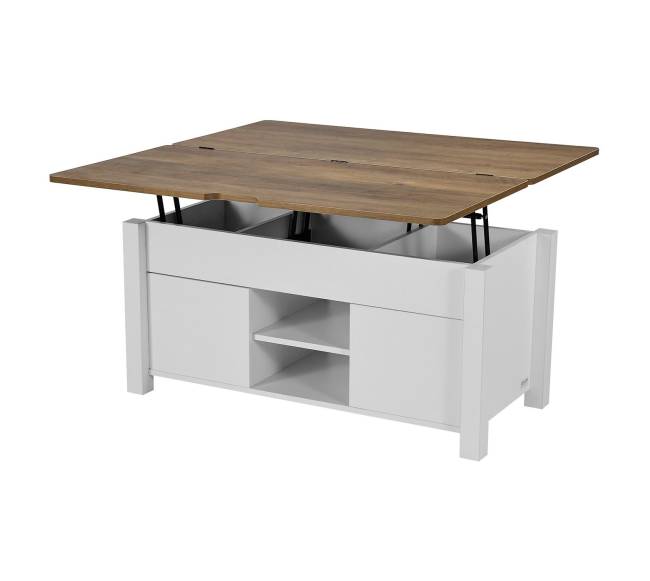 Kaimiško stiliaus kavos staliukas su pakeliamu stalviršiu9