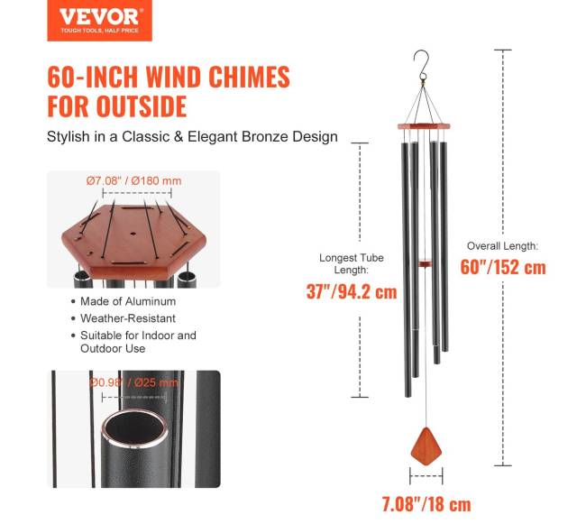 Lauko vėjo varpeliai 152 cm, juodi1