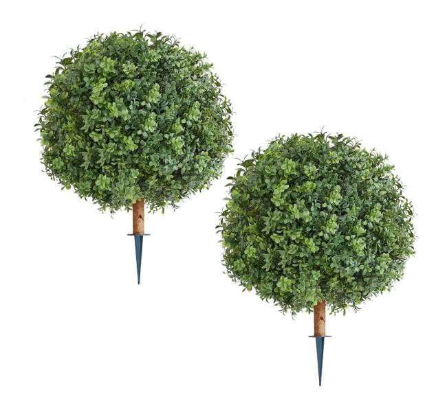Dirbtiniai Buksmedžio medeliai su įsmeigtu pagrindu, 2 vnt. 55,9 cm0
