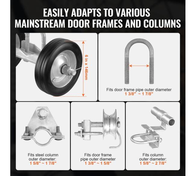 Stumdomų vartų rinkinys 6 colių slankiojantys ratukai3