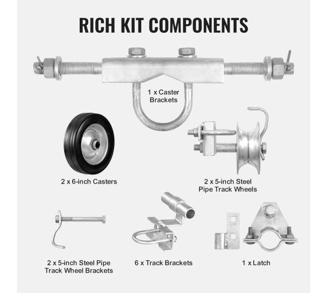 Stumdomų vartų rinkinys 6 colių slankiojantys ratukai4