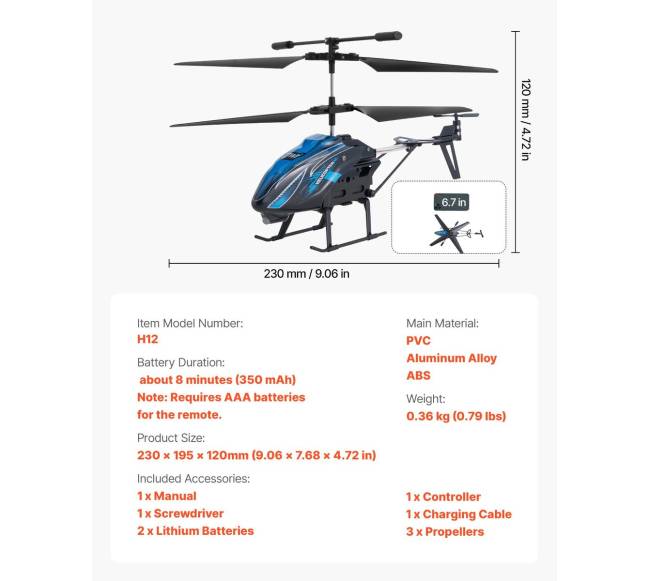 Nuotolinio valdymo RC sraigtasparnis vaikams6