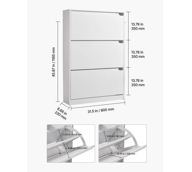 Batų spintelė su 3 atvartais ir apsauga6