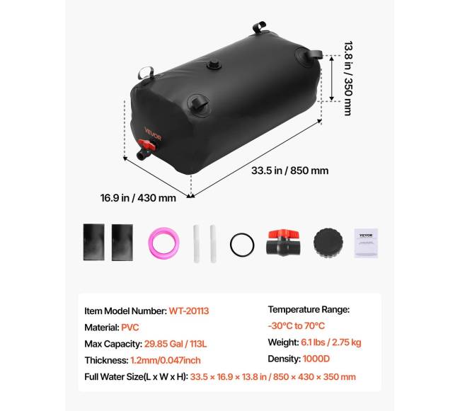 Vandens laikymo talpa 113L, PVC maišas6