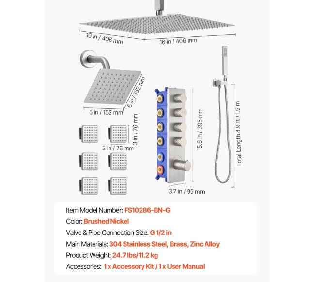 Termostatinis dušo komplektas su kūno purkštukais6