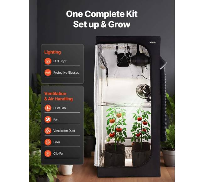 Vidinis augimo palapinės rinkinys su šviesa1