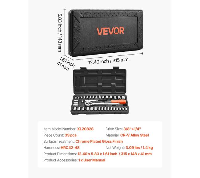 39 dalių galvučių ir terkšlės komplektas6