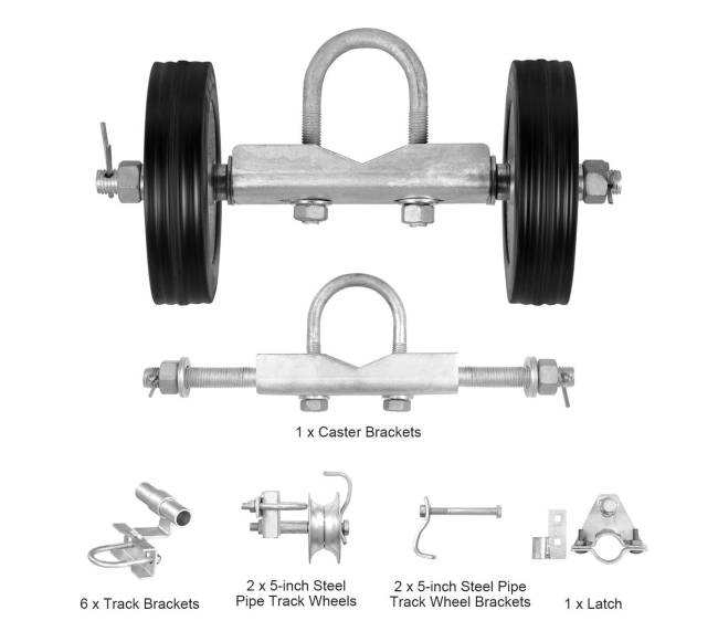 Stumdomų vartų rinkinys 6 colių slankiojantys ratukai8