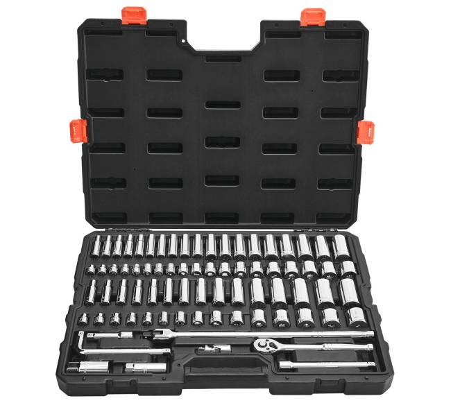 76 dalių galvučių ir terkšlės rinkinys automobilių remontui0