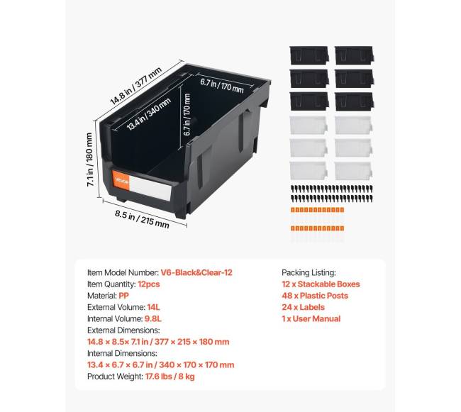 Plastikinės sandėliavimo dėžutės 37.7 x 21.5 x 18 cm6