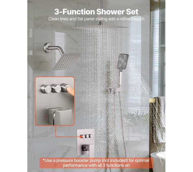 Lietaus dušo sistema su sieniniu ir lubiniu galvutėmis1