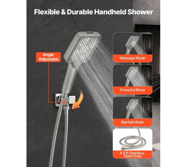 Lietaus dušo sistema su sieniniu ir lubiniu galvutėmis3