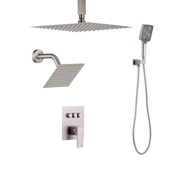 Lietaus dušo sistema su sieniniu ir lubiniu galvutėmis8