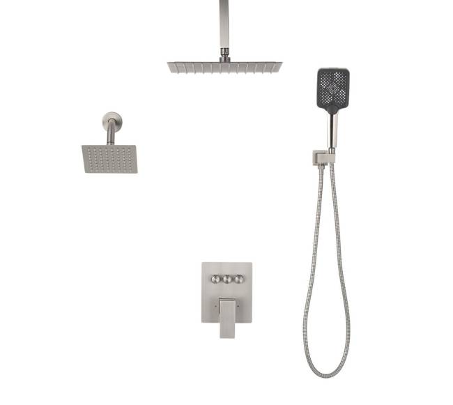 Lietaus dušo sistema su sieniniu ir lubiniu galvutėmis9